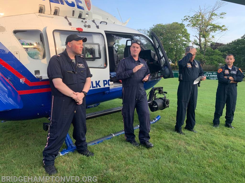 July 8 2019 Suffolk County Police Dept Aviation Section and Stony Brook University EMS division Drill at Bridgehampton Fire Department. 